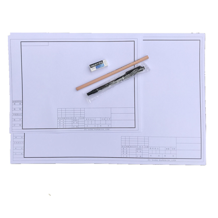 1070 mm * 50m58g witte Cad-plotterpapierrol 2 inch kern